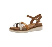 Tamaris Damen Plateau Sandalen Leder Sommer; COGNAC COMBINED/braun; 39 EU