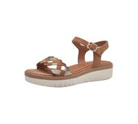 Tamaris Damen Plateau Sandalen Leder Sommer; COGNAC COMBINED/braun; 41 EU