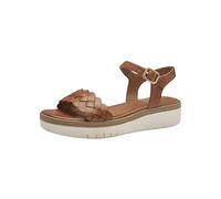 Tamaris Damen Plateau Sandalen Leder Sommer; NUT/braun; 36 EU