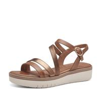 Tamaris Damen Plateau Sandalen Leder Sommer; NUT/braun; 37 EU