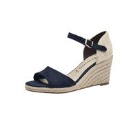 Tamaris Damen Plateau Sandalen Textil Vegan Keilabsatz Sommer; NAVY/blau; 38