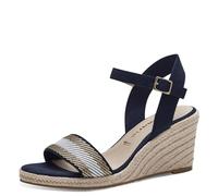 Tamaris Damen Plateau Sandalen Textil Vegan Keilabsatz Sommer; NAVY/blau; 40