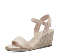 Tamaris Damen Plateau Sandalen Textil Vegan Keilabsatz Sommer; NUDE/beige; 40