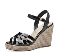 Tamaris Damen Plateau Sandalen Vegan Keilabsatz; BLACK PATENT/schwarz; 39