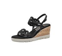 Tamaris Damen Plateau Sandalen Vegan Keilabsatz Sommer; BLACK/schwarz; 40