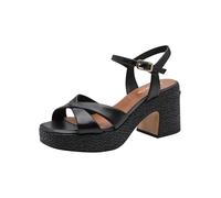 Tamaris Damen Plattform Sandalette Leder, schwarz, 37 EU