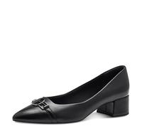 Tamaris Damen Pumps Leder Blockabsatz bequem; Black Leather, EU 38