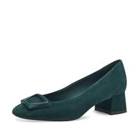 Tamaris Damen Pumps Leder Blockabsatz bequem; Green Suede, EU 42