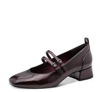 Spangenpumps TAMARIS, Damen, Gr. 40, bordeaux, Lacklederimitat, Schlangenoptik, aufgeraut, glänzend, festlich, Schuhe Spangenpumps, Blockabsatz, Riemchenpumps, Abendschuh in veganer Verarbeitung (8916