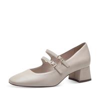 Tamaris Damen Pumps mit Riemchen Leder Blockabsatz; Ivory/beige; 41 EU