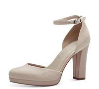 Tamaris Damen Pumps mit Riemchen Textil Vegan Blockabsatz; Nude/beige; 41