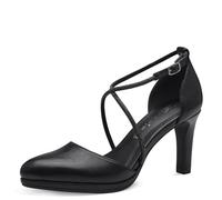 Tamaris Damen Pumps mit Riemchen Vegan Blockabsatz; Black/schwarz; 36