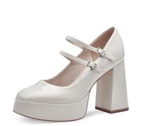 Tamaris Damen Pumps mit Riemchen Vegan Blockabsatz; Ivory/beige; 41