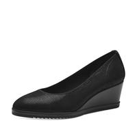 Tamaris Damen Pumps Textil Keilabsatz bequem; Black Structure, EU 38