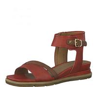 Tamaris Damen Riemchen Sandalen, Frauen Sandalen,Touch It-Fußbett,Sommerschuhe,Sommersandalen,flach,weiblich,Lady,Ladies,Scarlet/NUT,37 EU / 4 UK