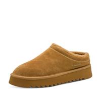 Hausschuh TAMARIS, Damen, Gr. 40, camel, Veloursleder, unifarben, Schuhe Hausschuh, Clogs, Bequemschuh mit Fellimitat-Kragen (53518214-40) camel
