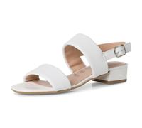 Tamaris Damen Sandalen mit Absatz Leder Blockabsatz Sommer; WHITE/weiß; 38 EU