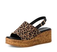 Tamaris Damen Sandalen Keilsandalette Plateausandalette leopard braun 37