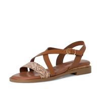 Tamaris Damen Sandalen Leder Blockabsatz Sommer; CUOIO COMBINED/beige; 37 EU