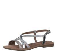 Tamaris Damen Sandalen Leder Sommer; SILVER/metallic; 37 EU