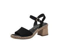 Tamaris Damen Sandalen mit Absatz Leder Blockabsatz Sommer; BLACK/schwarz; 36 EU