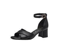 Tamaris Damen Sandalen mit Absatz Leder Blockabsatz Sommer; BLACK/schwarz; 38 EU