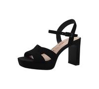 Tamaris Damen Sandalen mit Absatz Leder Blockabsatz Sommer; BLACK UNI/schwarz; 37 EU
