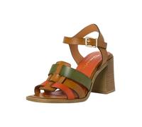 Tamaris Damen Sandalen mit Absatz Leder Blockabsatz Sommer; COGNAC COMBINED/braun; 38 EU
