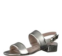 Tamaris Damen Sandalen mit Absatz Leder Blockabsatz Sommer; LIGHT GOLD METALLIC/metallic; 36 EU