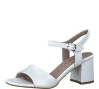 Tamaris Damen Sandalen mit Absatz Leder Blockabsatz Sommer; WHITE LEATHER/weiß; 38 EU