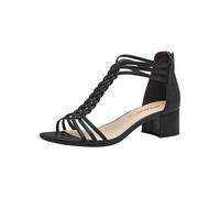 Tamaris Damen Sandalen mit Absatz Textil Vegan Blockabsatz Sommer; BLACK GLAM/schwarz; 38