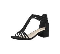 Tamaris Damen Sandalen mit Absatz Textil Vegan Blockabsatz Sommer; BLACK/schwarz; 36