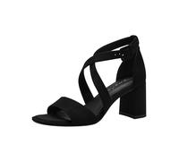 Tamaris Damen Sandalen mit Absatz Textil Vegan Blockabsatz Sommer; BLACK/schwarz; 36