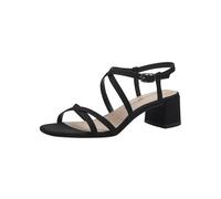 Tamaris Damen Sandalen mit Absatz Textil Vegan Blockabsatz Sommer; BLACK/schwarz; 37