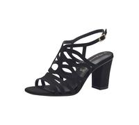 Tamaris Damen Sandalen mit Absatz Textil Vegan Blockabsatz Sommer; BLACK/schwarz; 41