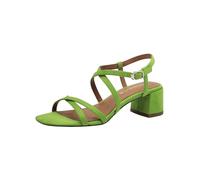 Tamaris Damen Sandalen mit Absatz Textil Vegan Blockabsatz Sommer; GREEN/grün; 40