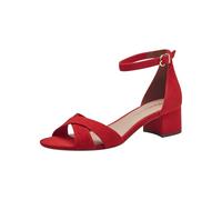 Tamaris Damen Sandalen mit Absatz Textil Vegan Blockabsatz Sommer; RED/rot; 40
