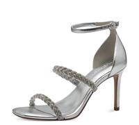 Tamaris Damen Sandalen mit Absatz Vegan Stilettoabsatz Sommer; SILVER/metallic; 40