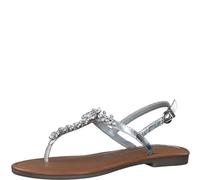 Tamaris Damen Sandalen Zehentrenner Leder Sommer; SILVER/metallic; 36 EU