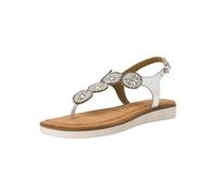 Tamaris Damen Sandalen Zehentrenner Leder Sommer; SILVER/metallic; 37 EU