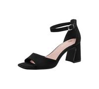 Sandalette TAMARIS, Damen, Gr. 41, schwarz, Textil, Basic, Schuhe Sandalette, Blockabsatz, Riemchensandale, Sommerschuh in veganer Verarbeitung (49722202-41) schwarz