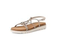 Tamaris Damen Sandalette mit Keilabsatz, beige, 37 EU