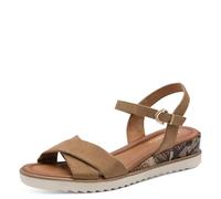 Keilsandalette TAMARIS, Damen, Gr. 38, beige, Textil, Veloursleder, unifarben, Schuhe, Riemchensandale, Sommerschuh in veganer Verarbeitung (42541845-38) beige