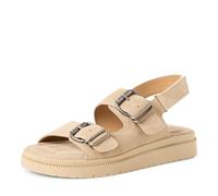 Keilsandalette TAMARIS, Damen, Gr. 39, beige, Leder, Schuhe, Riemchensandale, Sommerschuh im modischen Look (66268755-39) beige