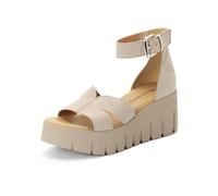 Tamaris Damen Sandalette mit Keilabsatz, beige, 42 EU