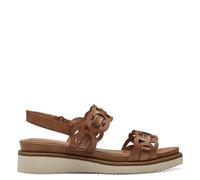 Tamaris Damen Sandaletten, Frauen Sandalen,hoher Absatz,Sommerschuhe,Freizeitschuhe,offene Schuhe,Strandschuhe,high Heels,Cognac,39 EU