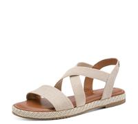 Tamaris Damen Sandaletten, Frauen Sandalen,Leder,Weiss,Rose,Touch-it,beige,Lack,rot,rosa,atmungs-aktiv,bequemlichkeit,breit,Grey,BEIGE,41 EU