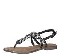 Tamaris Damen Sandaletten, Frauen Sandalen,Sommersandalen,bequem,flach,Sommerschuhe,Freizeitschuhe,offene Schuhe,BLACK/Gold,36 EU