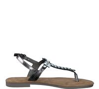 Tamaris Damen Sandaletten, Frauen Sandalen,Sommersandalen,bequem,flach,Sommerschuhe,Freizeitschuhe,offene Schuhe,Strandschuhe,Pewter,41 EU