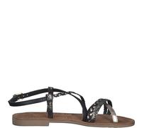 Tamaris Damen Sandaletten, Frauen Sandalen,Sommerschuhe,Freizeitschuhe,offene Schuhe,Strandschuhe,Riemchensandalen,elegant,Black/Gold,40 EU